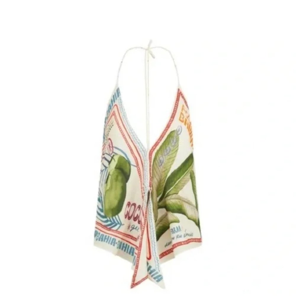 Farm Rio Our Stamps Halter Top NWT